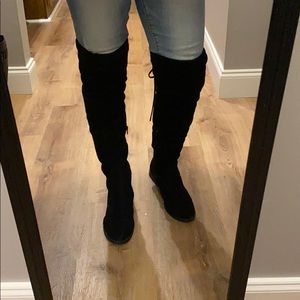 Black thigh high boots